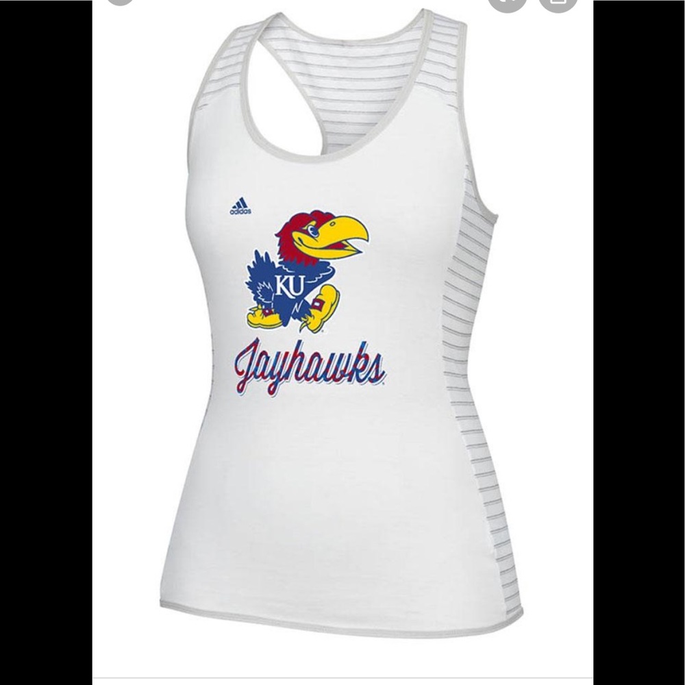 White Adidas Jayhawks tank top